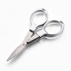 Stainless Steel Color Stainless Steel Pocket Scissors, Folding Glasses Shaped Fishing Scissors, Stainless Steel Color, 9.6x5.1x0.9cm