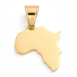 Golden Ion Plating(IP) 304 Stainless Steel Pendants, Map Shape Charm, Golden, 26x23x2mm, Hole: 10x7mm