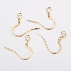 Golden 304 Stainless Steel Earring Hooks, with Horizontal Loop, Golden, 17x18.5x1.5mm, Hole: 2.5mm, 20 Gauge, Pin: 0.8mm