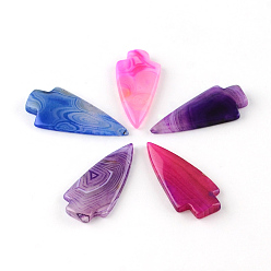 Mixed Color Arrow Head Dyed Natural Agate Cabochons, Mixed Color, 47~49x21~25x5~7mm
