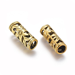 Antique Golden Tibetan Style Hollow Tube Beads, Cadmium Free & Lead Free, Antique Golden, 23x8mm, Hole: 5mm