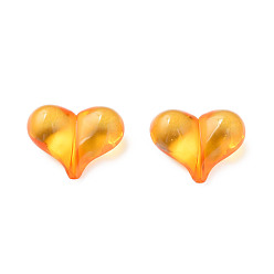 Orange Perles acryliques transparentes, cœur, orange, 17.5x22x10mm, Trou: 1.4mm, environ260 pcs / 500 g