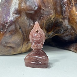 Quartz Fraise Figurines de déesse du yoga de guérison sculptées en quartz fraise naturel, Décorations d'affichage en pierre d'énergie reiki, 50~60mm