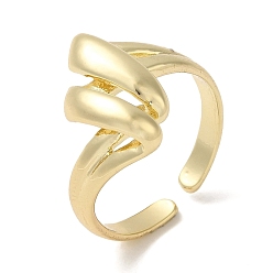 Настоящее золото 18K Латунные открытые кольца манжеты, витое кольцо для женщин, реальный 18 k позолоченный, размер США 6 1/4 (16.7 мм), 2.5~16 мм