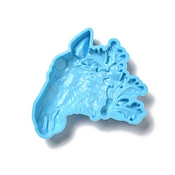 Dodger Azul Moldes de silicona de cabeza de ciervo diy, para moldes de resina, para resina uv, fabricación artesanal de resina epoxi, azul dodger, 143x166x21.5 mm