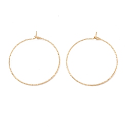 Golden Ion Plating(IP) 316 Surgical Stainless Steel Hoop Earrings Findings, Wine Glass Charms Rings, Golden, 34x30mm, Pin: 0.6mm