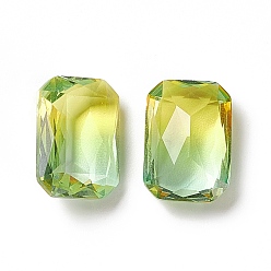 Olivine Faceted K9 Glass Rhinestone Cabochons, Pointed Back, Rectangle Octagon, Olivine, 13.5x9.5x5.5mm