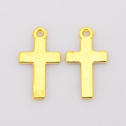Golden Tibetan Style Alloy Pendants, Cross, Cadmium Free & Nickel Free & Lead Free, Golden, 25x13x1.5mm, Hole: 2mm