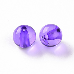 Violet Bleu Perles acryliques transparentes, ronde, bleu violet, 12x11mm, Trou: 2.5mm, environ566 pcs / 500 g