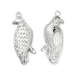 Real Platinum Plated Brass Pendants, Bird Charm, Real Platinum Plated, 30x11x3.5mm, Hole: 1.8mm