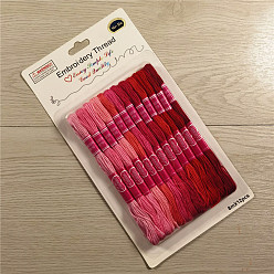 Red 12 Skeins 12 Colors 6-Ply Polycotton(Polyester Cotton) Embroidery Floss, Cross Stitch Threads, Gradient Color, Red, 0.8mm, 8m(8.74 Yards)/skein