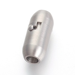 Stainless Steel Color 304 Stainless Steel Locking Tube Magnetic Clasps, Matte Style, Oval, Stainless Steel Color, 18x8mm, Hole: 4mm