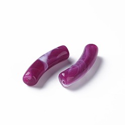 Purple Two Tone Acrylic Beads, Imitation Gemstone, Curved Tube, Purple, 31x9.5x7.5mm, Hole: 1.8mm, about 345pcs/500g