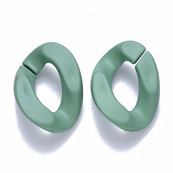 Teal Opaque Spray Painted Acrylic Linking Rings, Quick Link Connectors, for Curb Chains Making, Twist, Teal, 30x21x6mm, Inner Diameter: 16x8mm
