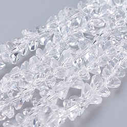Clear Transparent Glass Beads Strands, Faceted, Triangle, Clear, 4.5x5x6mm, Hole: 1mm, about 88~90pcs/strand, 28~30cm