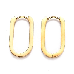Golden 304 Stainless Steel Huggie Hoop Earrings, Oval, Golden, 21.5x12x3mm, Pin: 1mm