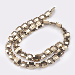Antique Bronze Plated Electroplated Non-magnetic Synthetic Hematite Beads Strands, Faceted, Square, Antique Bronze Plated, 10x10x4mm, Hole: 1mm, about 40pcs/strand, 15.9 inch(40.5cm)