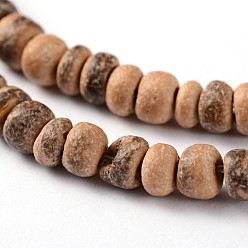 Coconut Natural Coconut Rondelle Bead Strands, 4x1.5~4.5mm, Hole: 1mm, about 144pcs/strand, 15 inch