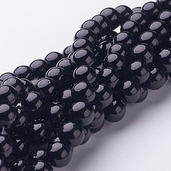 Черный Естественно Mashan нефрита круглые бусины нити, окрашенные, чёрные, 8 мм, отверстие : 1 мм, около 51 шт / нитка, 15.7 дюйм