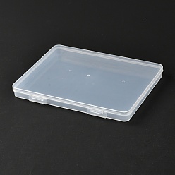 Прозрачный Прямоугольные полипропиленовые (пп) пластиковые ящики, контейнеры для хранения бисера, с откидной крышкой, прозрачные, 14.3x18.5x1.7 см, Внутренний диаметр: 13.2x17.8 cm