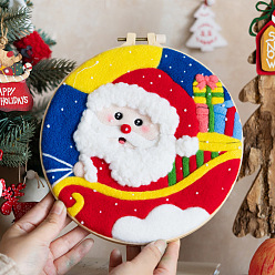 Santa Claus DIY Christmas Theme Needle Felting Starter Kits, with Triangle Easel, Santa Claus, 200mm
