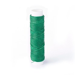 Vert Mer Cordon torsadé rond en polyester ciré, cordon micro macramé, pour les projets en cuir, reliure, vert de mer, 0.65mm, environ 21.87 yards (20m)/rouleau