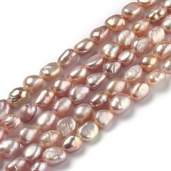 Sienna Natural Cultured Freshwater Pearl Beads Strands, Rice, Dyed, Sienna, 6~9x4.5~6mm, Hole: 0.5mm, about 48pcs/strand, 13.98 inch(35.5cm)