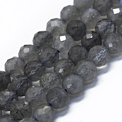 Larvikite Natural Labradorite Beads Strands, Faceted(64 Facets), Round, 6mm, Hole: 0.8mm, about 62~67pcs/strand, 15.16~15.55 inch(38.5~39.5cm)