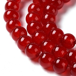 Crimson Baking Painted Imitation Jade Glass Round Bead Strands, Crimson, 4.5~5mm, Hole: 1mm, about 210pcs/strand, 31.4 inch