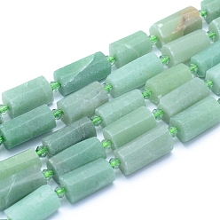 Aventurine Verte Brins de perles d'aventurine naturelle dépolie, facette, colonne, 13~18x7~10.5mm, Trou: 1mm, Environ 19~21 pcs/chapelet, 15.16 pouce (38.5 cm)