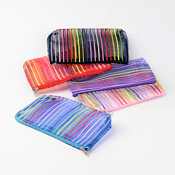 Mixed Color Mesh Multifunctional Zip Pouches, Cosmetic Bags, Mixed Color, 18.5x11x0.8cm