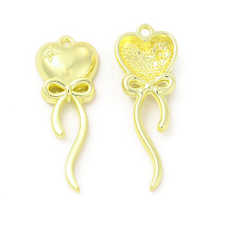 Light Gold Rack Plating Alloy Pendants, Cadmium Free & Nickel Free & Lead Free, Heart with Bowknot Charms, Light Gold, 30x11x4mm, Hole: 1.4mm