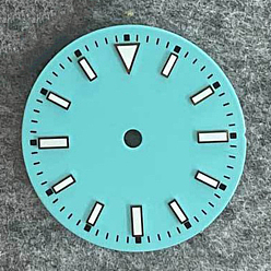 Turquoise Luminous Glow in the Dark Brass Clock Face Dial, Flat Round, Turquoise, 29mm