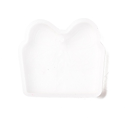 Blanc Thème de noël bricolage boîte-cadeau pendentif moules en silicone, moules de résine, pour la fabrication de bijoux en résine uv & résine époxy, blanc, 48x52x7mm, Trou: 2.8mm