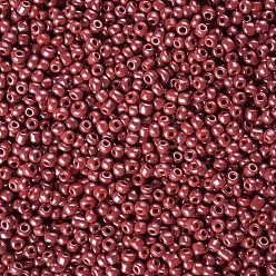 Red Glass Seed Beads, Opaque Colors Lustered, Round, Red, 2mm, Hole: 1mm, about 30000pcs/pound