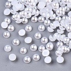 White 10000pcs ABS Plastic Imitation Pearl Cabochons, Half Round, White, 4x2mm