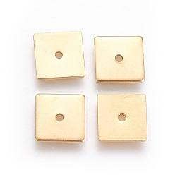 Golden Ion Plating(IP) 304 Stainless Steel Spacer Beads, Square, Golden, 6x6x0.9mm, Hole: 1.2mm