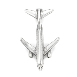 Antique Silver 304 Stainless Steel Pendants, Plane Charm, Antique Silver, 34x20.5x7mm, Hole: 3.5x5mm