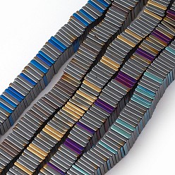 Mixed Color Electroplated Non-magnetic Synthetic Hematite Beads Strands, Half Plated, Square Heishi Beads, Thin Slice Beads, Mixed Color, 6x6x1mm, Hole: 0.8mm, about 381pcs/strand, 14.96 inch(38cm)