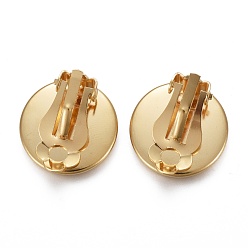 Golden 304 Stainless Steel Clip-on Earring Setting, Flat Round, Golden, Tray: 14mm, 16x8mm