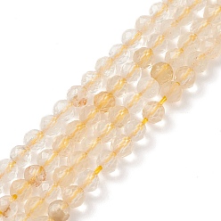 Citrine Natural Citrine Beads Strands, Faceted, Round, Dyed & Heated, 2mm, Hole: 0.5mm, about 223pcs/strand, 15.7 inch(40cm)
