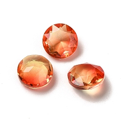 Topaz Faceted K9 Glass Rhinestone Cabochons, Pointed Back, Flat Round, Topaz, 8x4mm