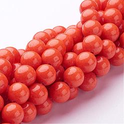 Помидор Естественно Mashan нефрита круглые бусины нити, окрашенные, помидор, 10 мм, отверстие : 1 мм, около 41 шт / нитка, 15.7 дюйм