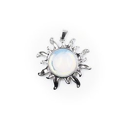 Opalite Opalite Pendants, Sun Charms, with Platinum Plated Alloy Findings, 39x39mm
