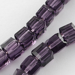 Indigo Glass Bead Strands, Faceted, Cube, Indigo, 7~8x7~8x7~8mm, Hole: 1mm, about 72pcs/strand, 21.6 inch