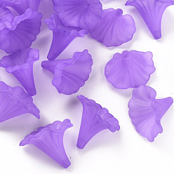 Фиолетовый Прозрачные акриловые бусины, каллы, матовые, фиолетовые, 40.5x33x35 мм, Отверстие : 1.8 мм , около 135 шт / 500 г