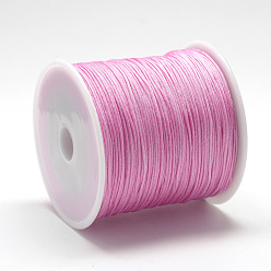 Rose Chaud Fil de nylon, corde à nouer chinoise, rose chaud, 0.8mm, environ 109.36 yards (100m)/rouleau