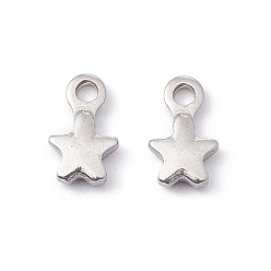 Stainless Steel Color 201 Stainless Steel Charms, Star, Stainless Steel Color, 6.5x4x1.3mm, Hole: 1mm