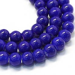 Dark Slate Blue Baking Painted Glass Round Bead Strands, DarkSlate Blue, 8.5~9mm, Hole: 1.5mm, about 105pcs/strand, 31.8 inch