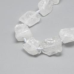 Quartz Crystal Natural Quartz Crystal Beads Strands, Rock Crystal Beads, Nuggets, 10~27x17~33x17~33mm, Hole: 3mm, about 12~15pcs/strand, 15.7 inch